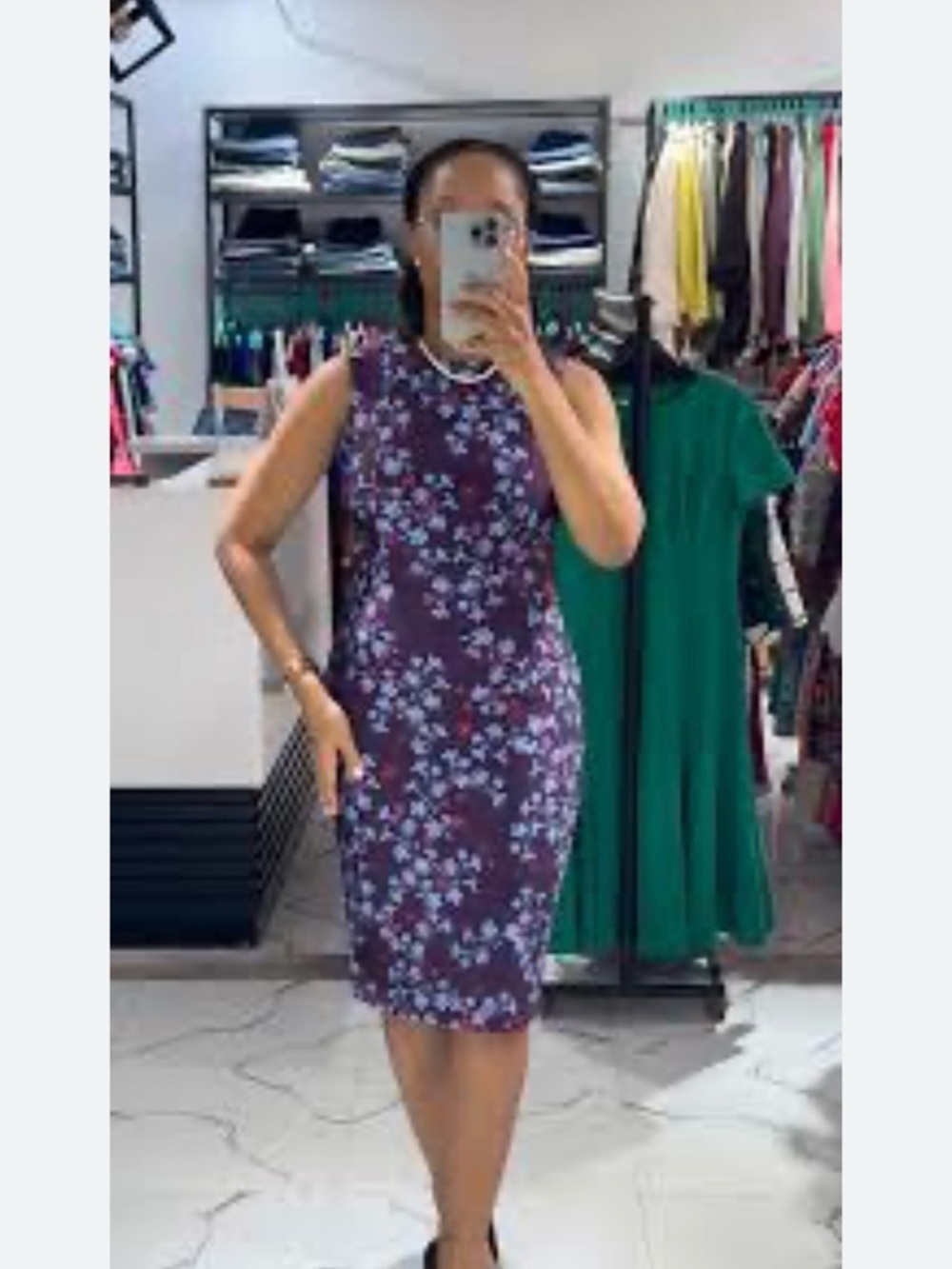 Calvin Klein purple floral sleeveless sheath dress - Picture 2 of 7